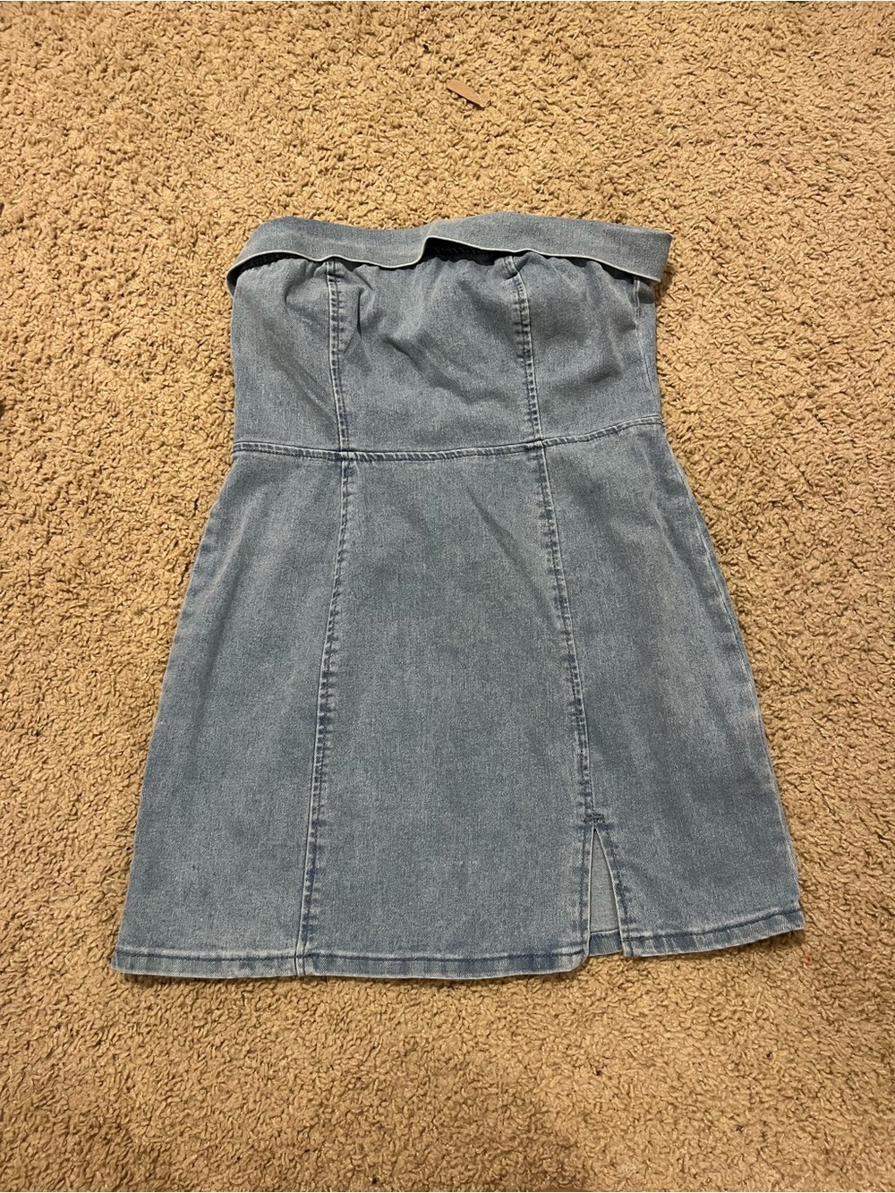 Strapless Denim Mini Dress - Light Blue